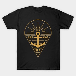 Sea Wind Wave Sun Linear design T-Shirt